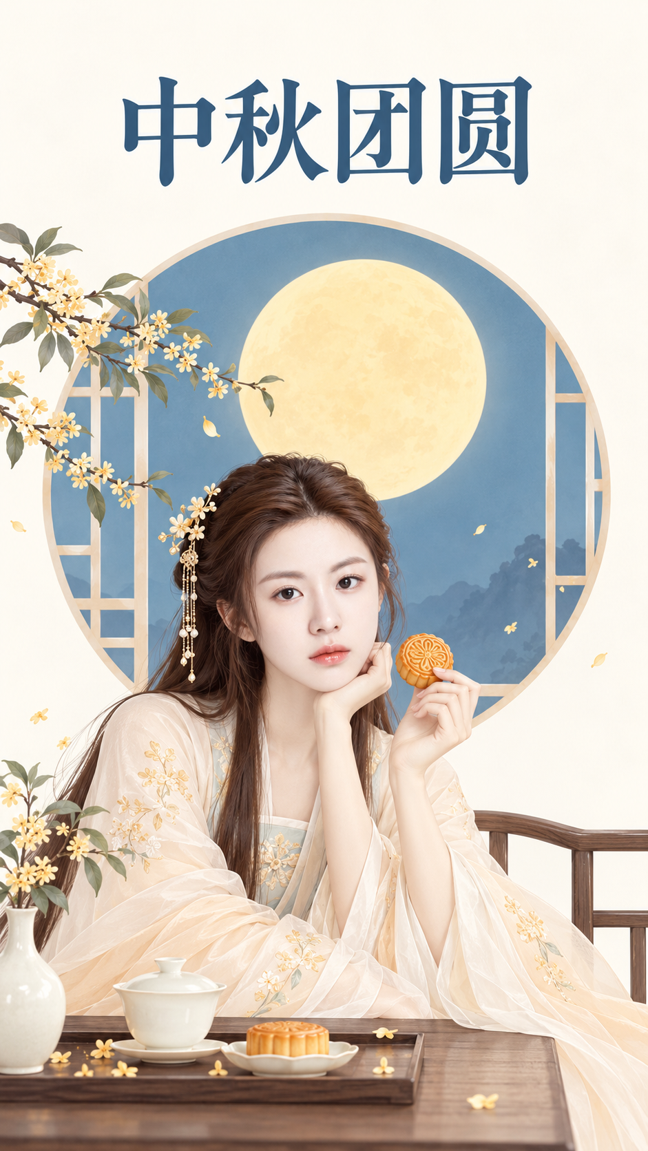 东方禅意极简中秋生活美学封面海报 — AI image creation