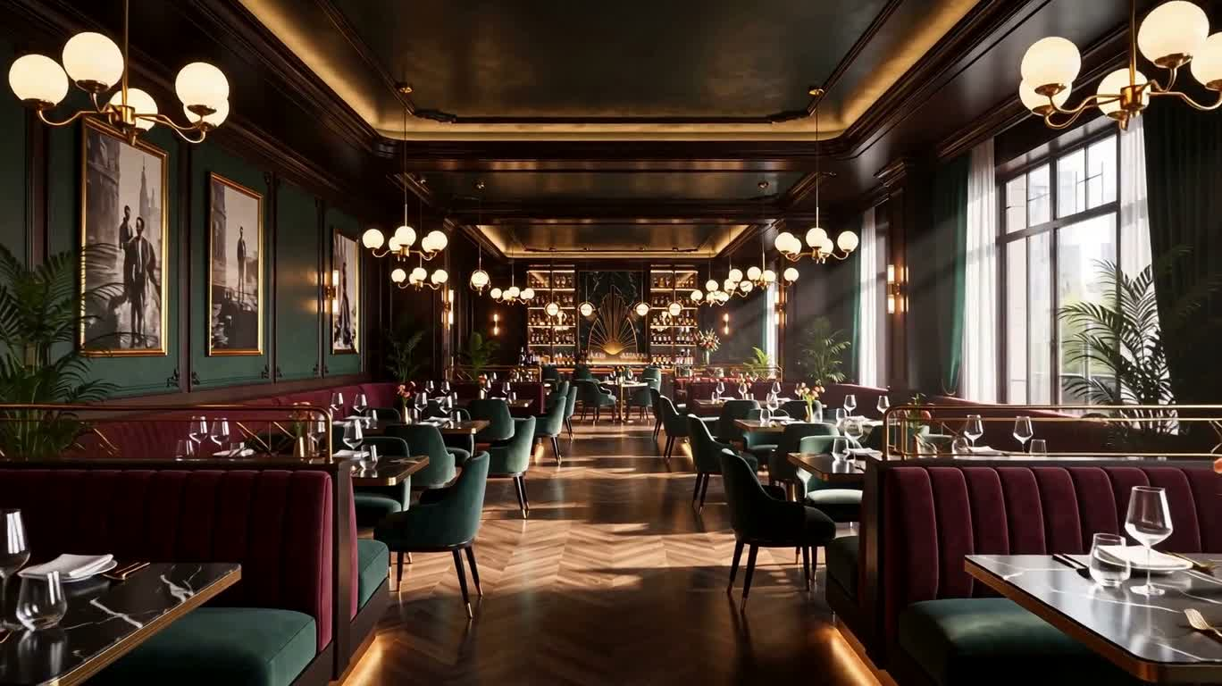 Art Deco Pixel Luxury Restaurant — AI video creation