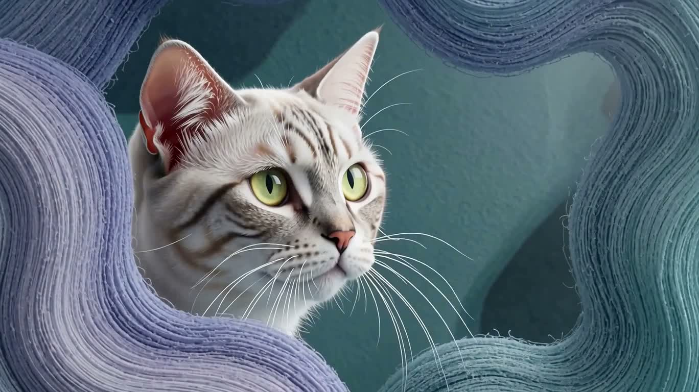 冷色系超现实酷猫 — AI video creation