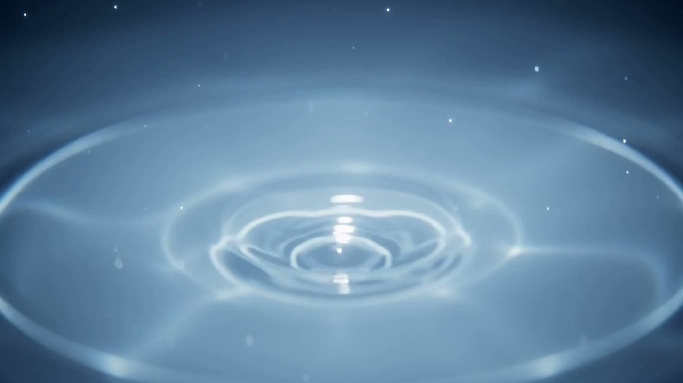 夜明けの水魔法クローズアップ — AI video prompt