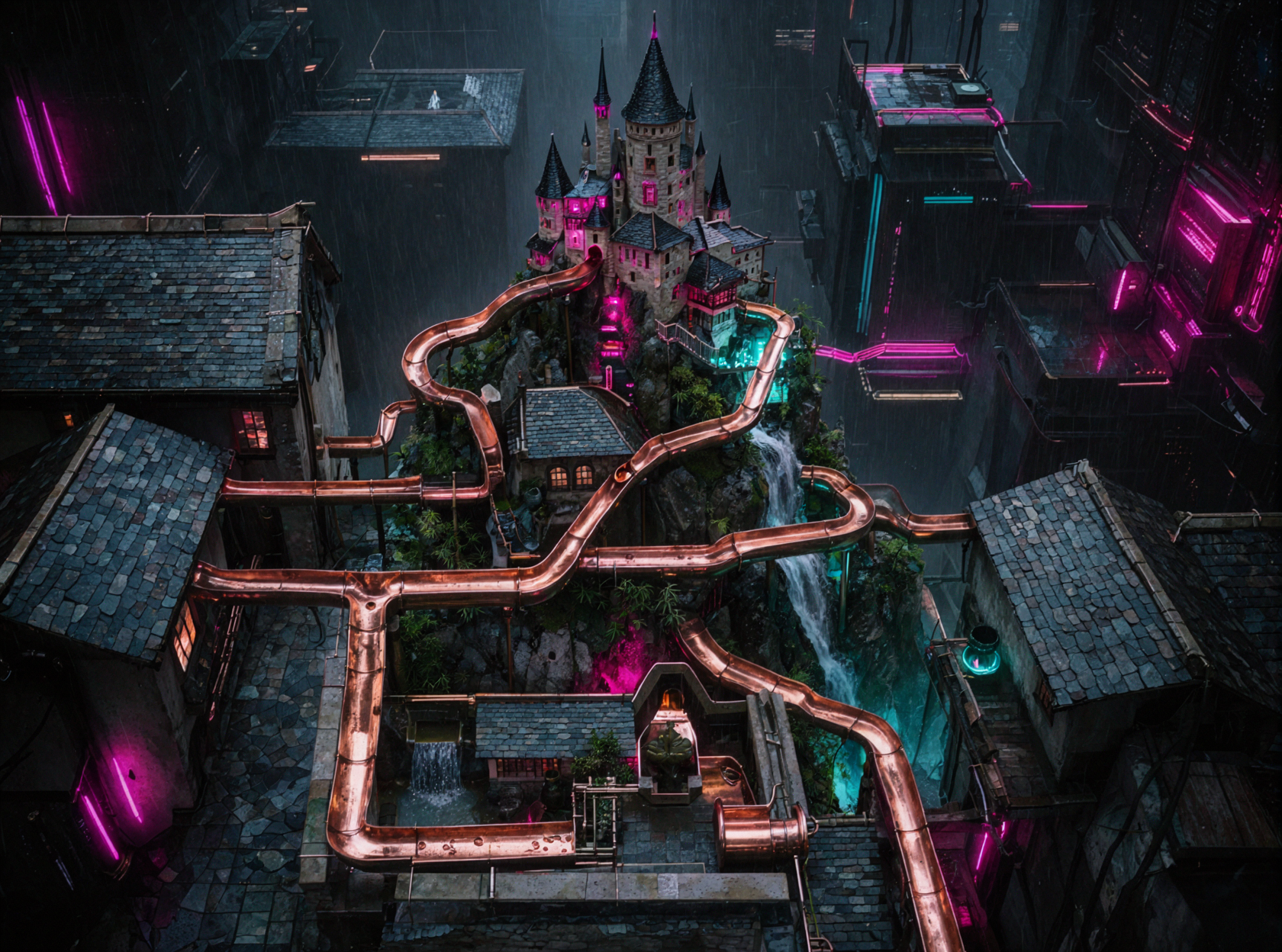 Drain de château · Nuit cyber — AI image creation