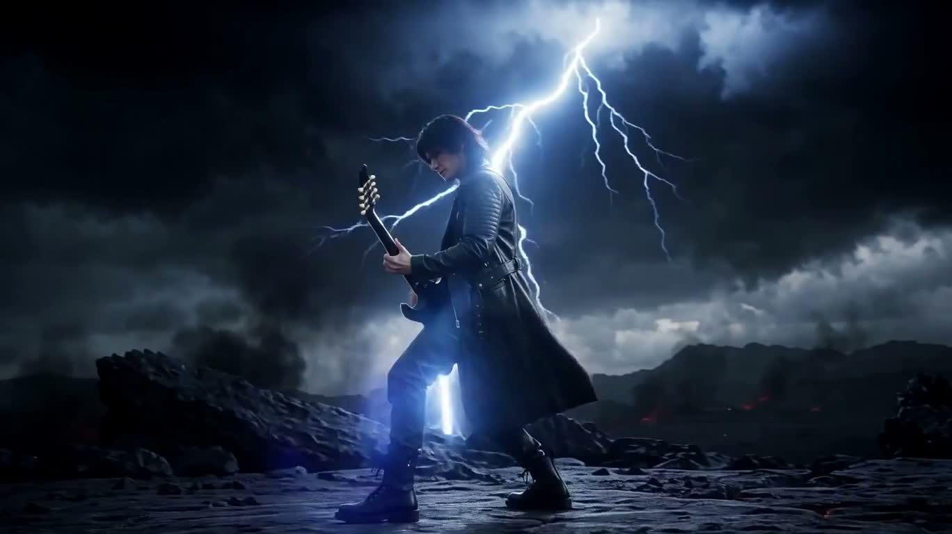 雷霆魔岩电吉他独奏 — AI video creation