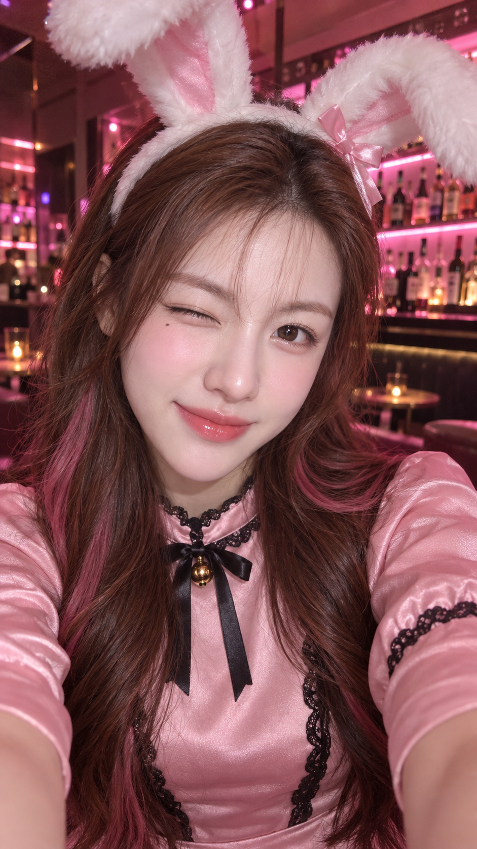成年女性兔耳主题酒吧自拍