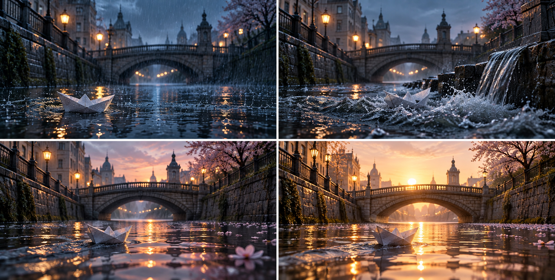 连贯的四格电影级分镜设计 — AI image creation