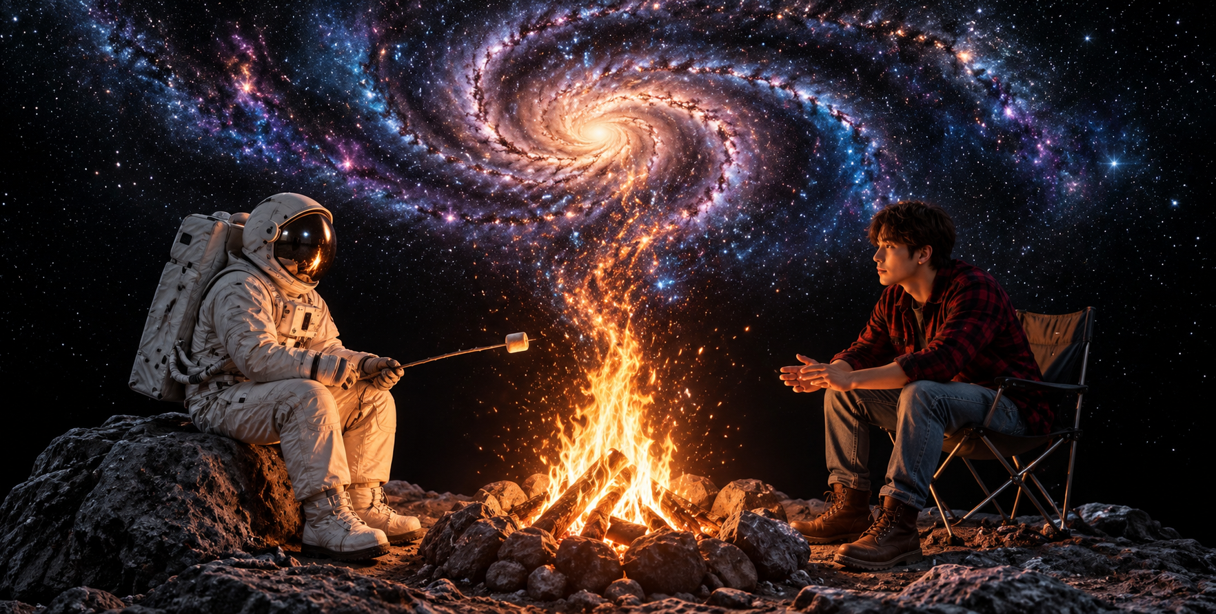 篝火幻化星河的宇宙奇遇 — AI image creation