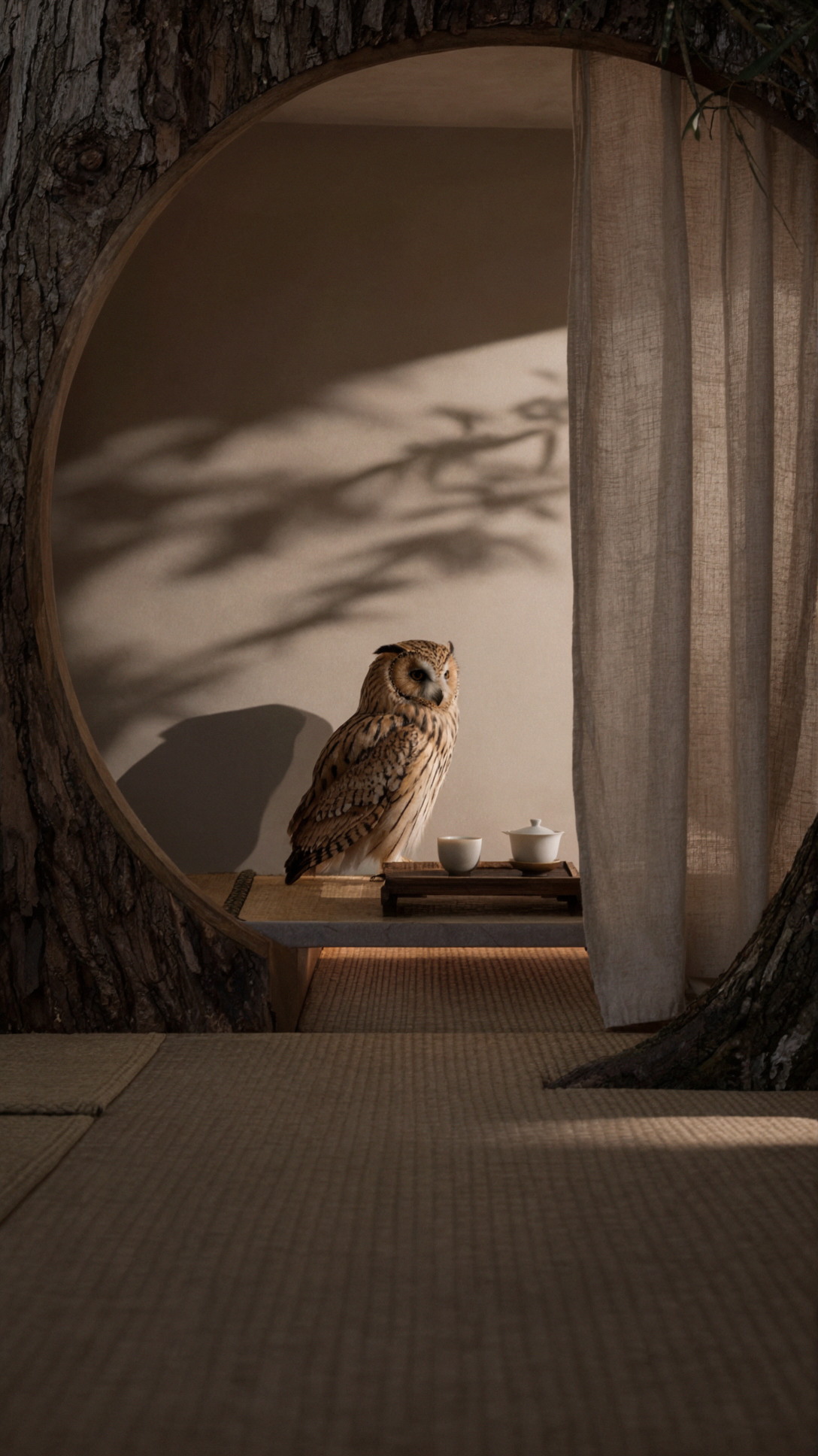 猫头鹰茶室 · 极简产品 — AI image creation