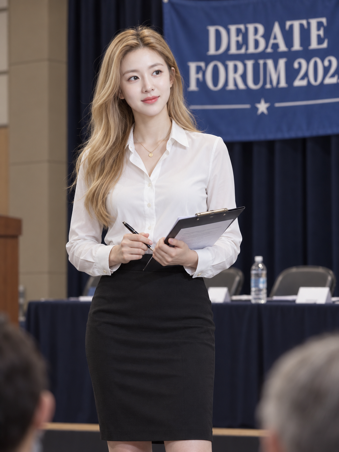 Elegant Adult Debate Forum Portrait — AI image creation