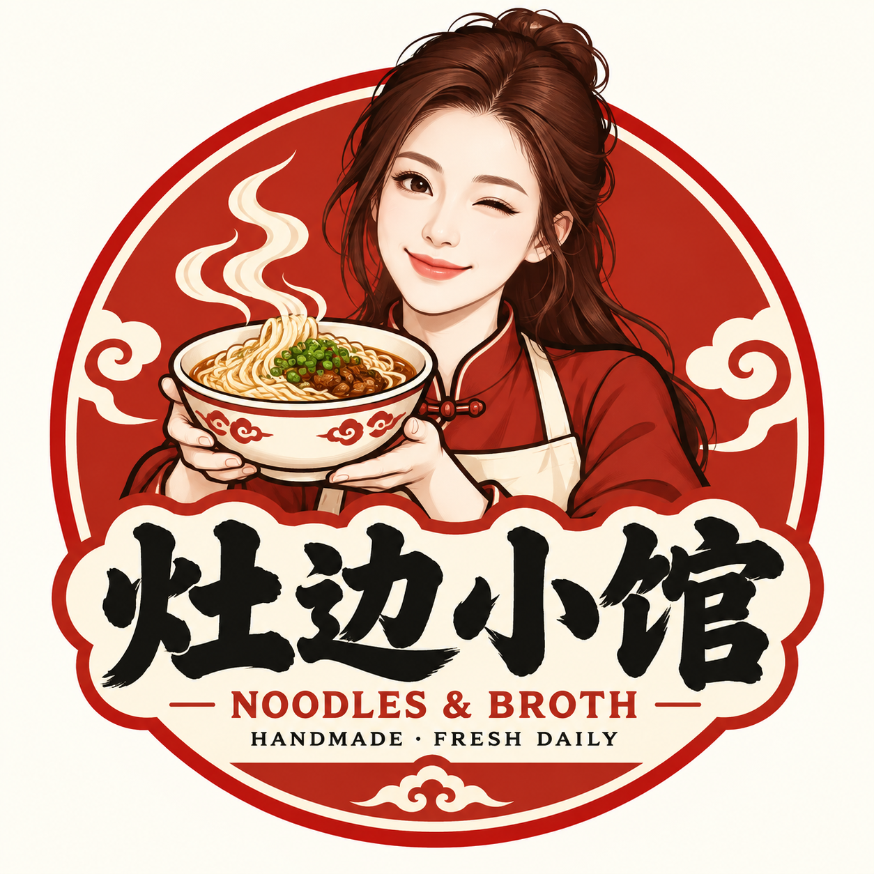 国潮美食成年角色徽章Logo — AI image creation