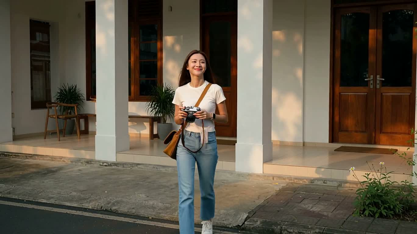 相机女孩的周末漫步 — AI video creation