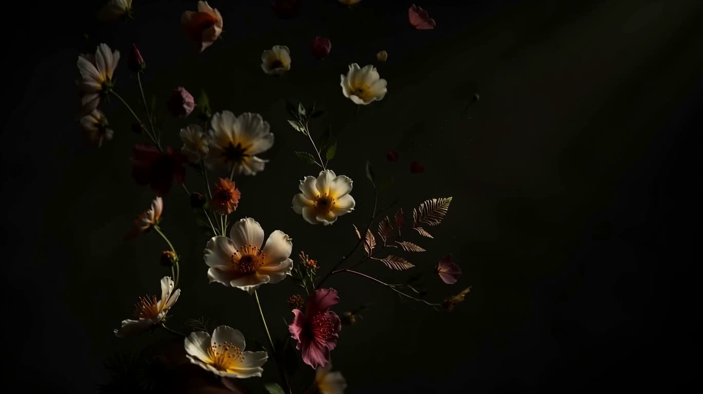花叶骨骼中的黑肤侧脸 — AI video prompt