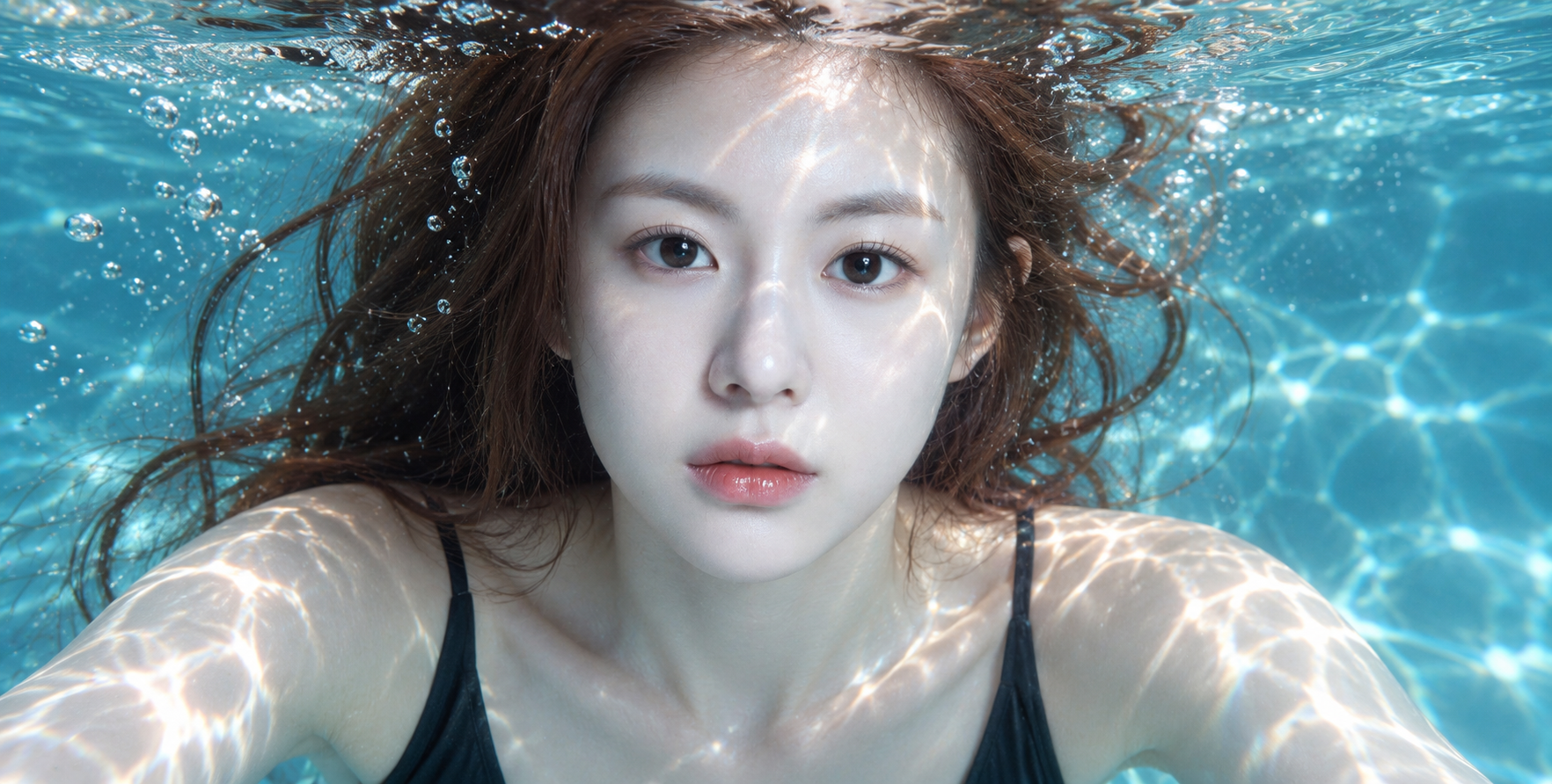 얕은 수영장 물속 성인의 클로즈업