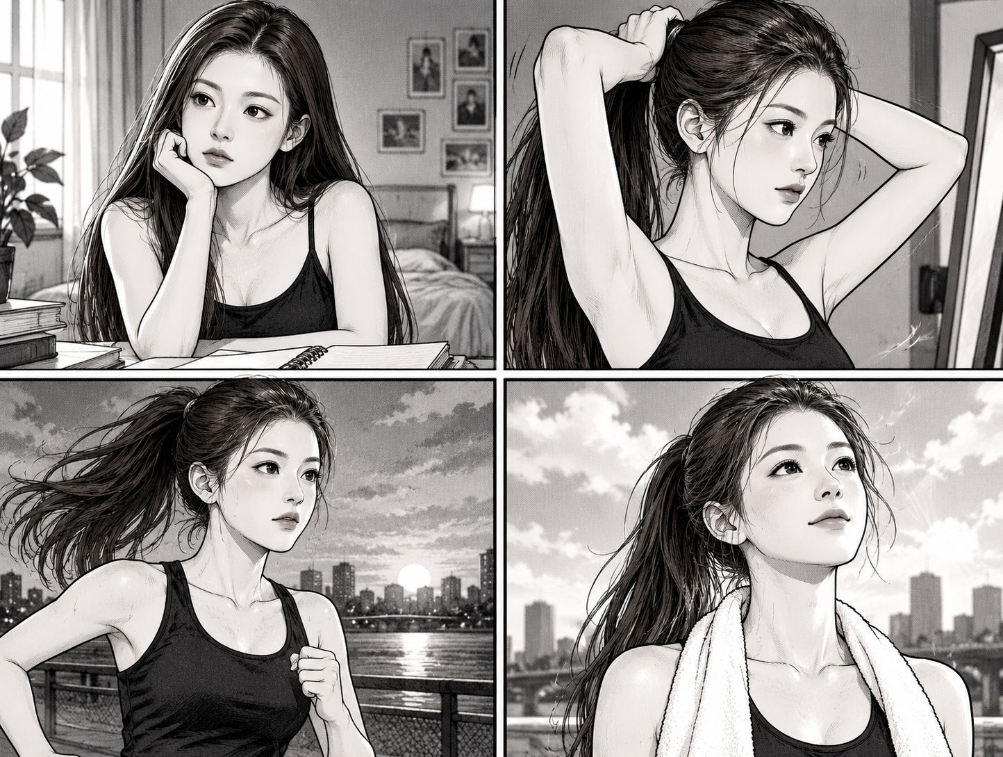 视频片段转四格漫画模板 — AI image creation