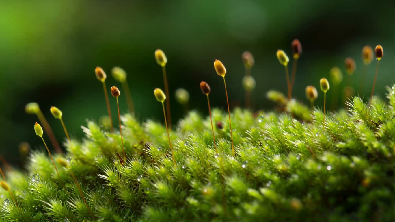 苔藓蒴果微观静景 — AI video creation
