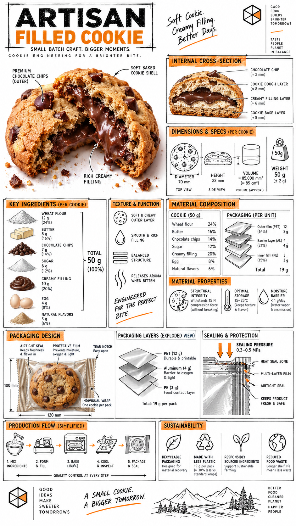 零食产品工程蓝图解析图 — AI image creation