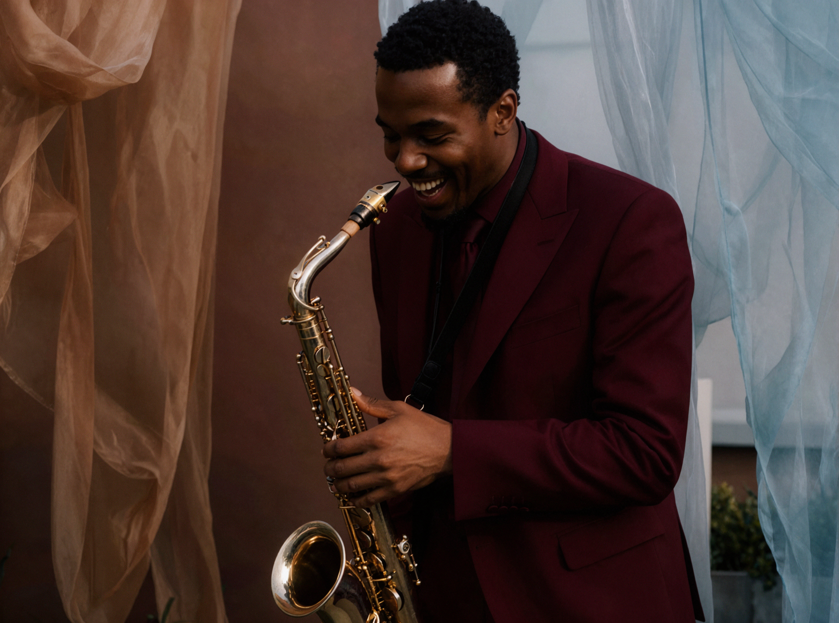 Musicien de jazz africain adulte · Pause mélodique · Éditorial de mode