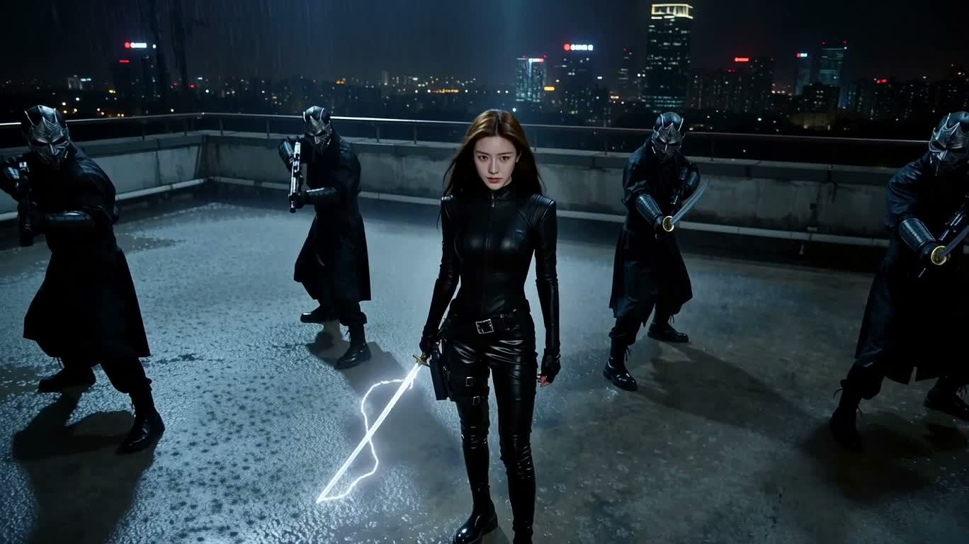 雨夜天台:闪电残影剑战