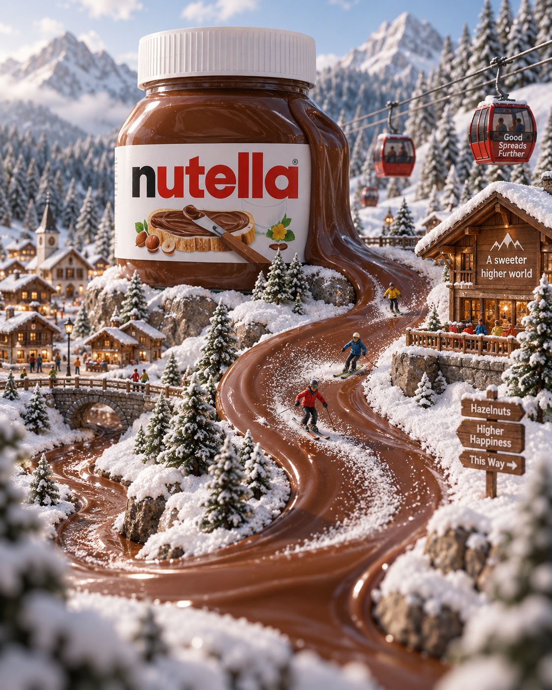 Merveille miniature de la montagne de neige au chocolat Nutella