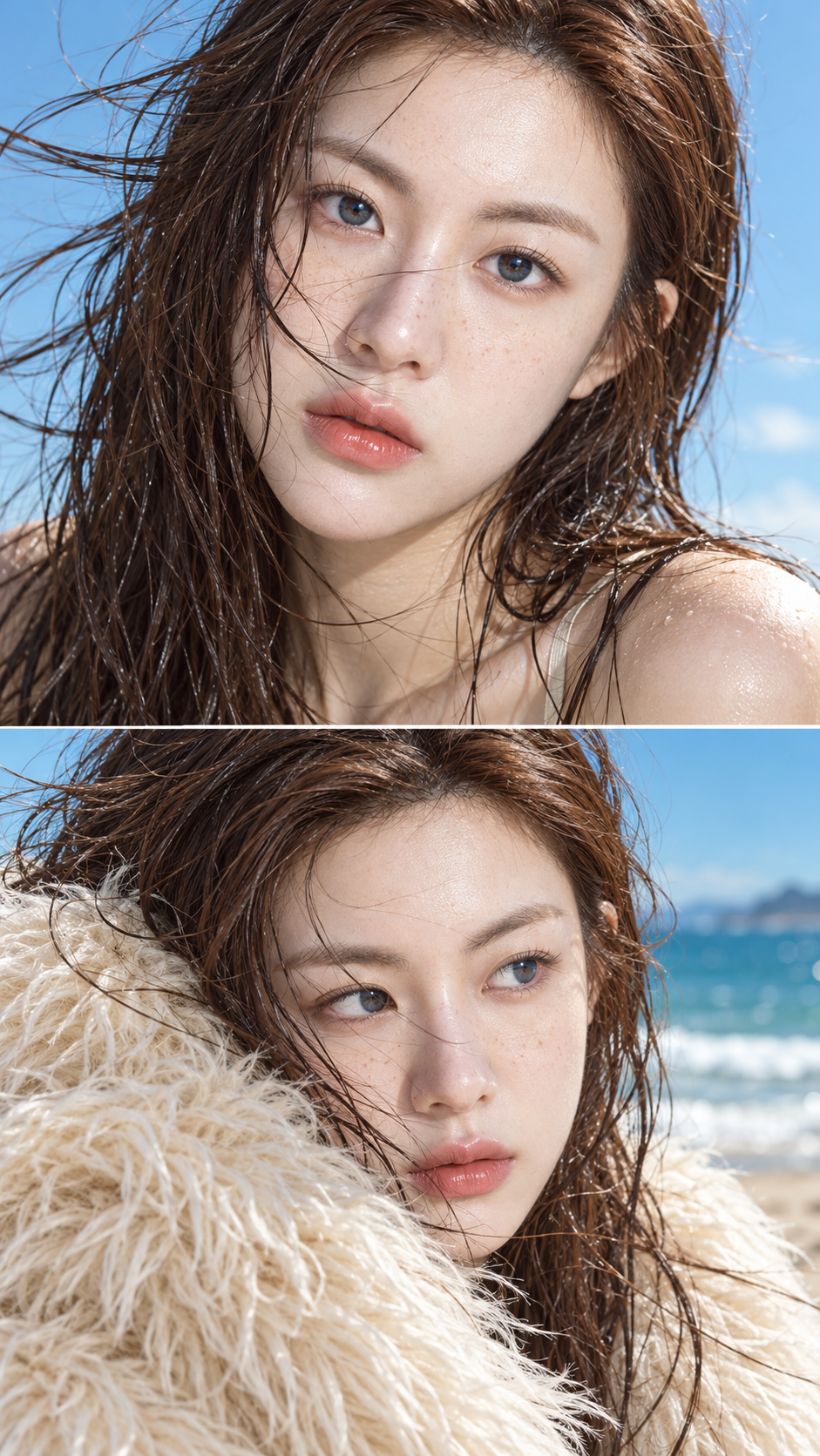 海风中的夏日双格美妆人像