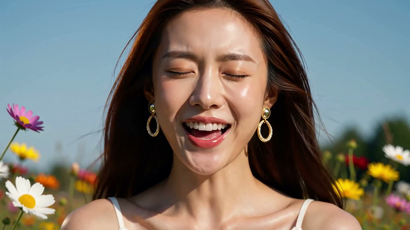 野花间的幸福微笑 — AI video creation