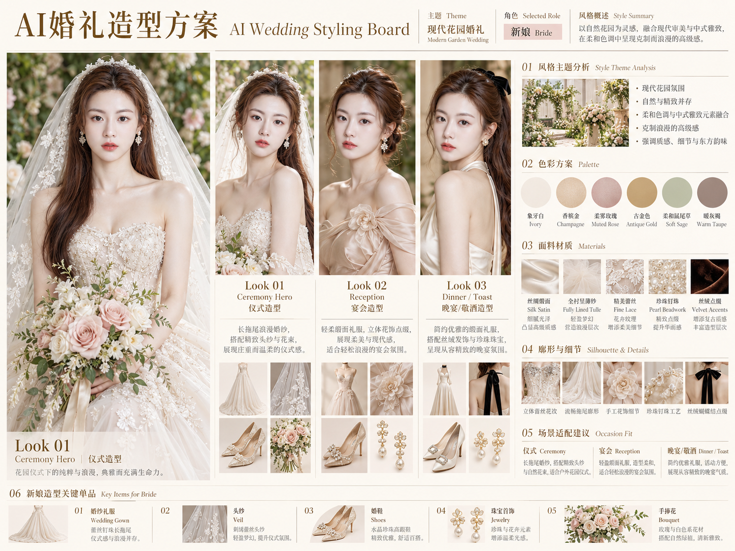 高级AI婚礼造型方案生成设计 — AI image creation
