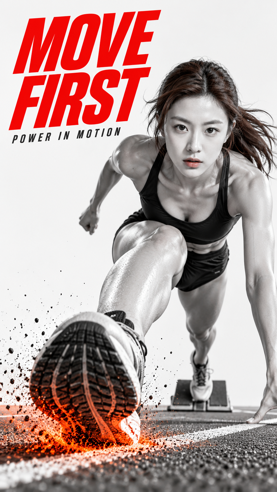 Red-Orange Focal Minimalist Sports Ad Poster Template