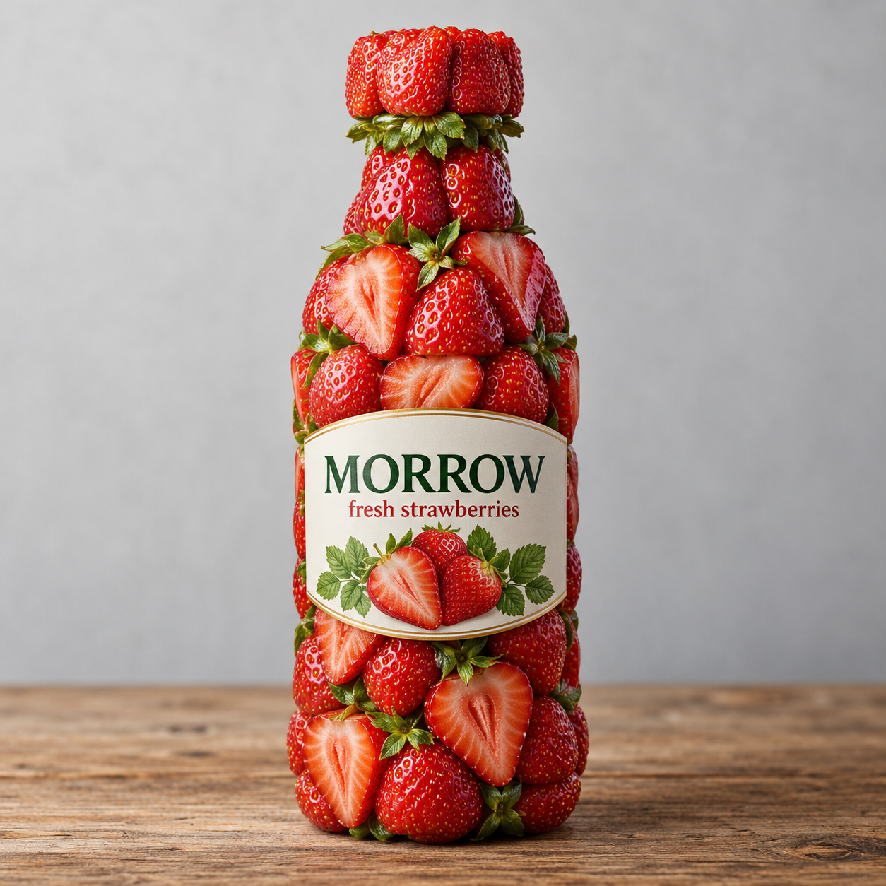 新鲜食材雕塑成品牌包装产品照 — AI image creation