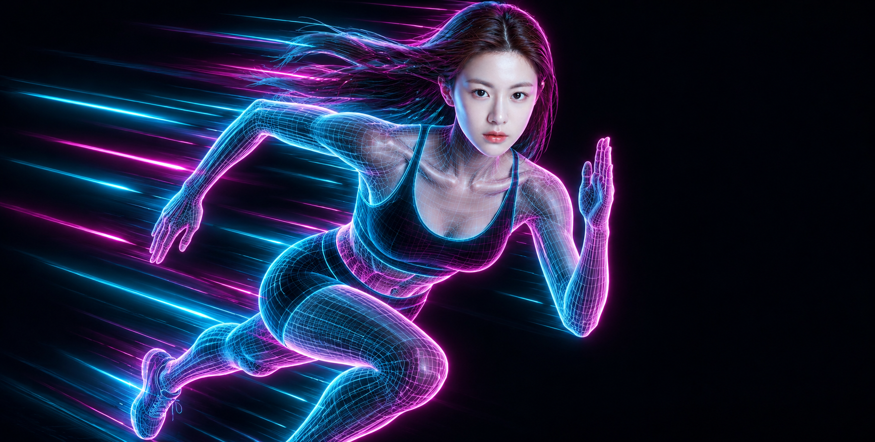Nhân vật động neon vector dạng khung dây