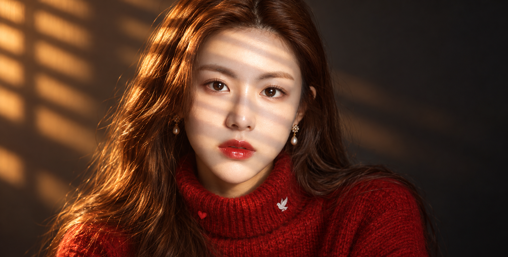 侧光下的东亚女子特写 — AI image creation