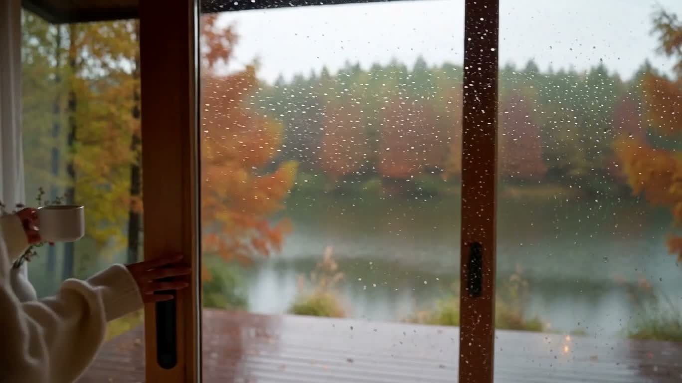 雨日湖畔的秋日阅读时光