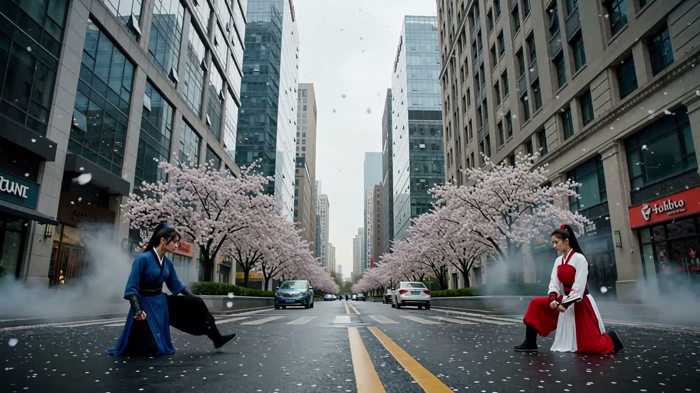 街头双姝终极对决 — AI video creation