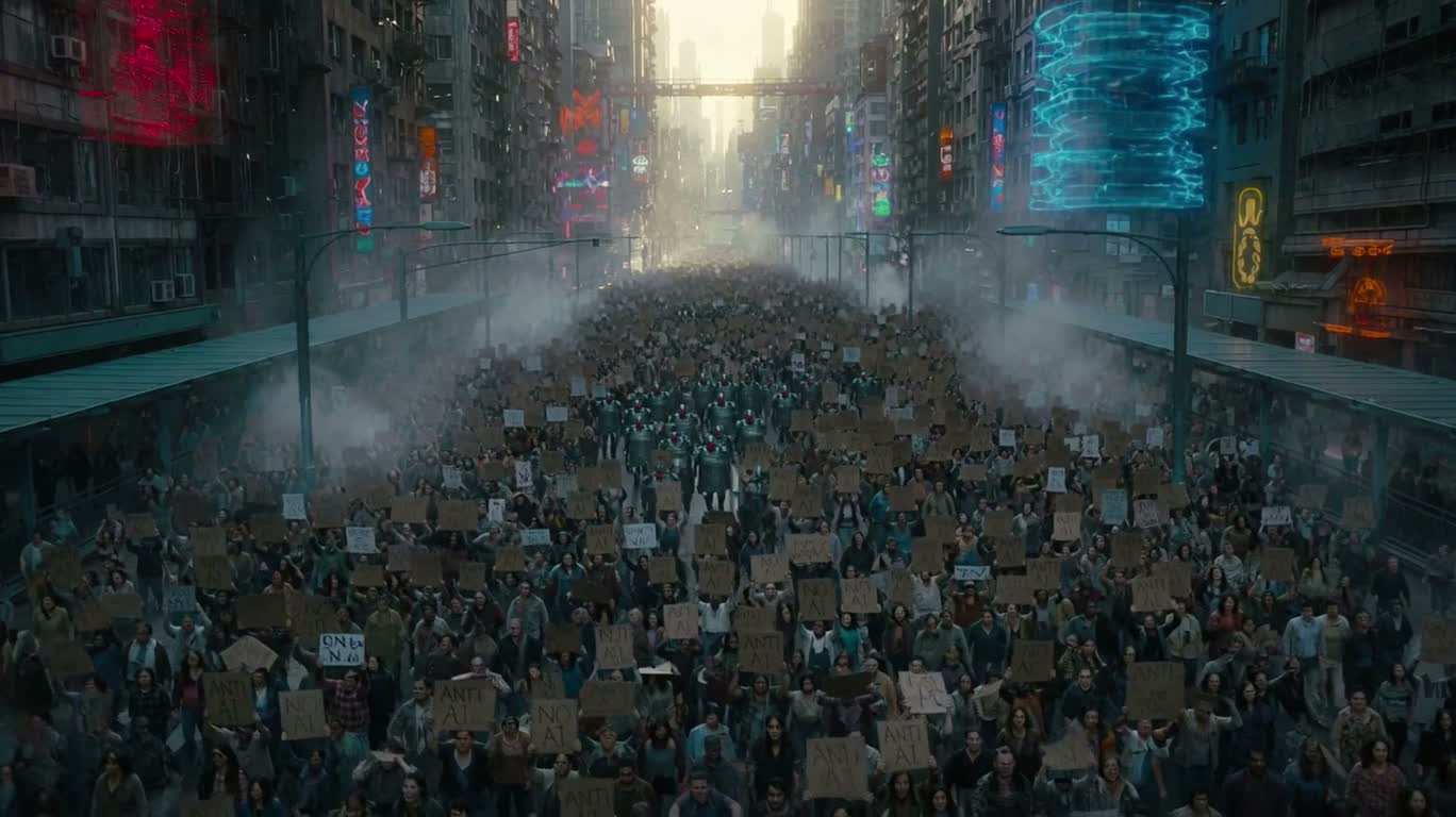 雨幕中的反人工智能抗争 — AI video creation