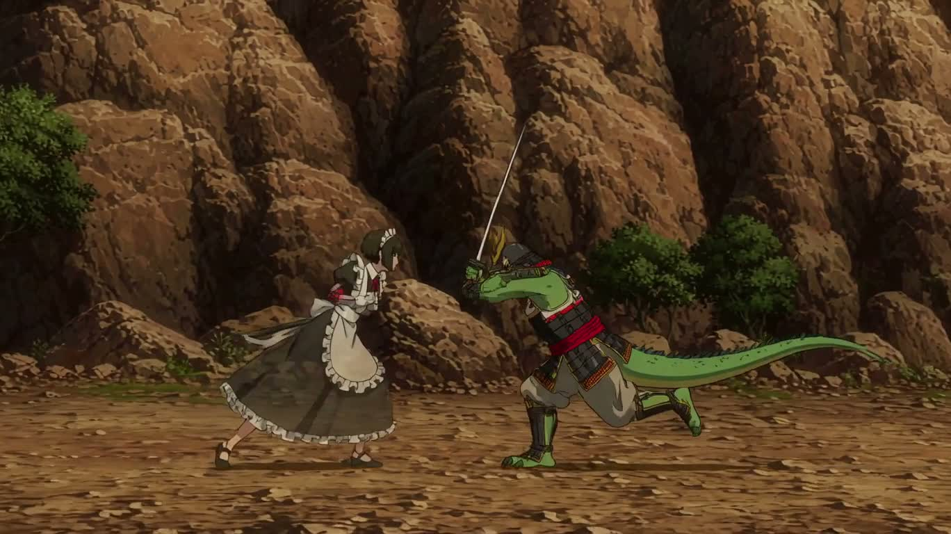 Ninja nữ hầu máy đấu với samurai thằn lằn