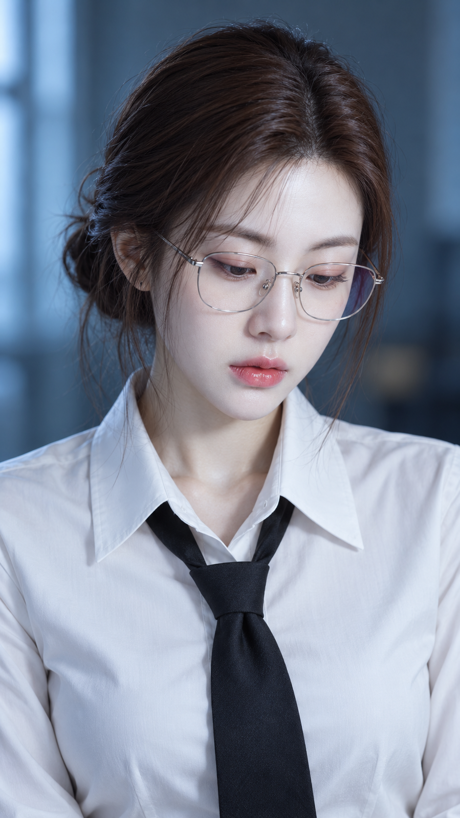 Icy Blue Portrait of an Adult in Glasses