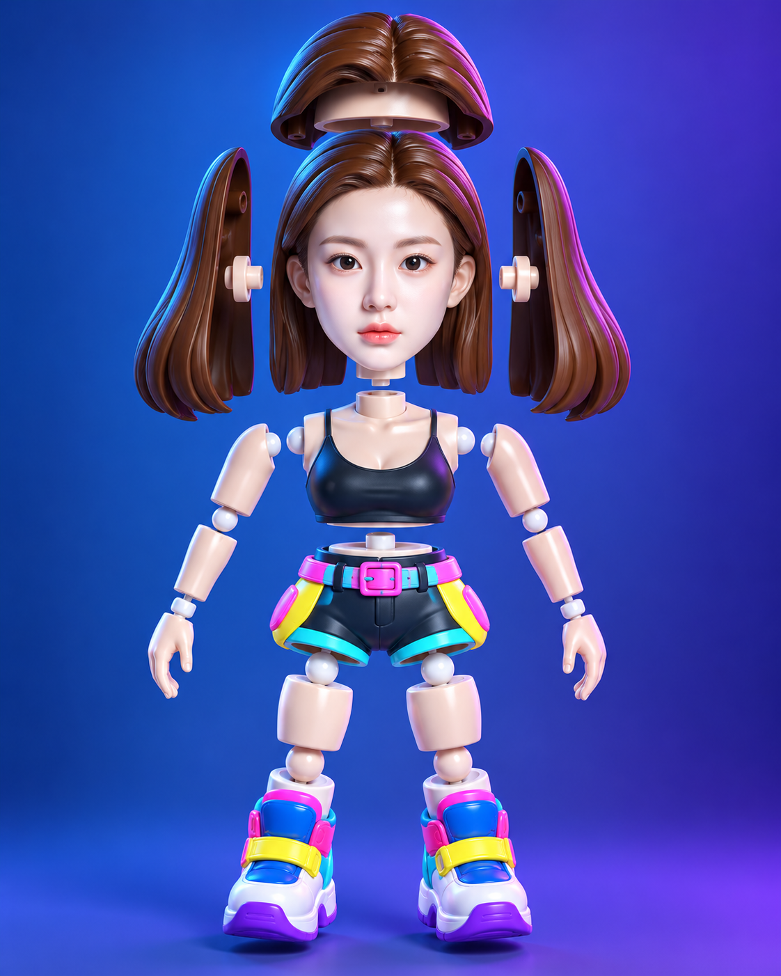 极致洁净鲜艳波普风3D潮玩悬浮渲染 — AI image creation