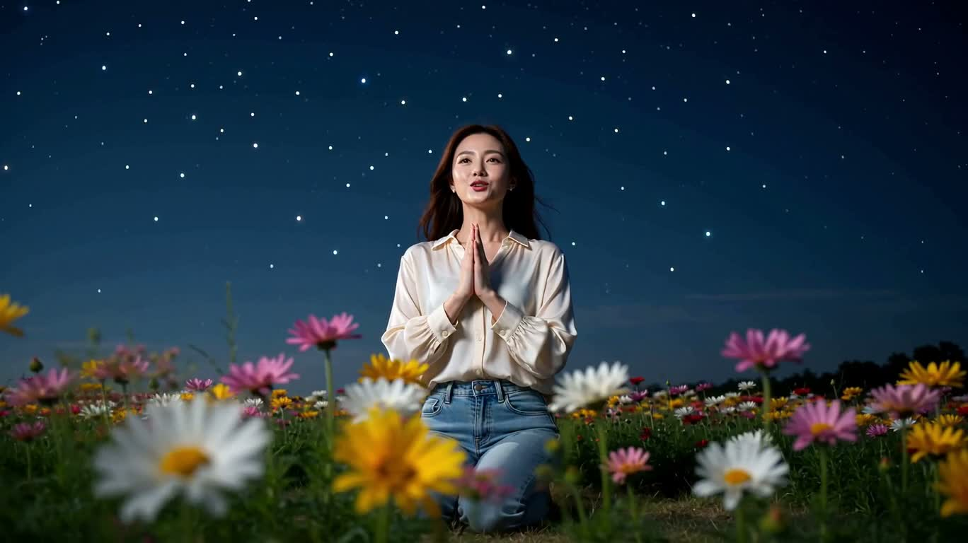 月夜花海祈愿