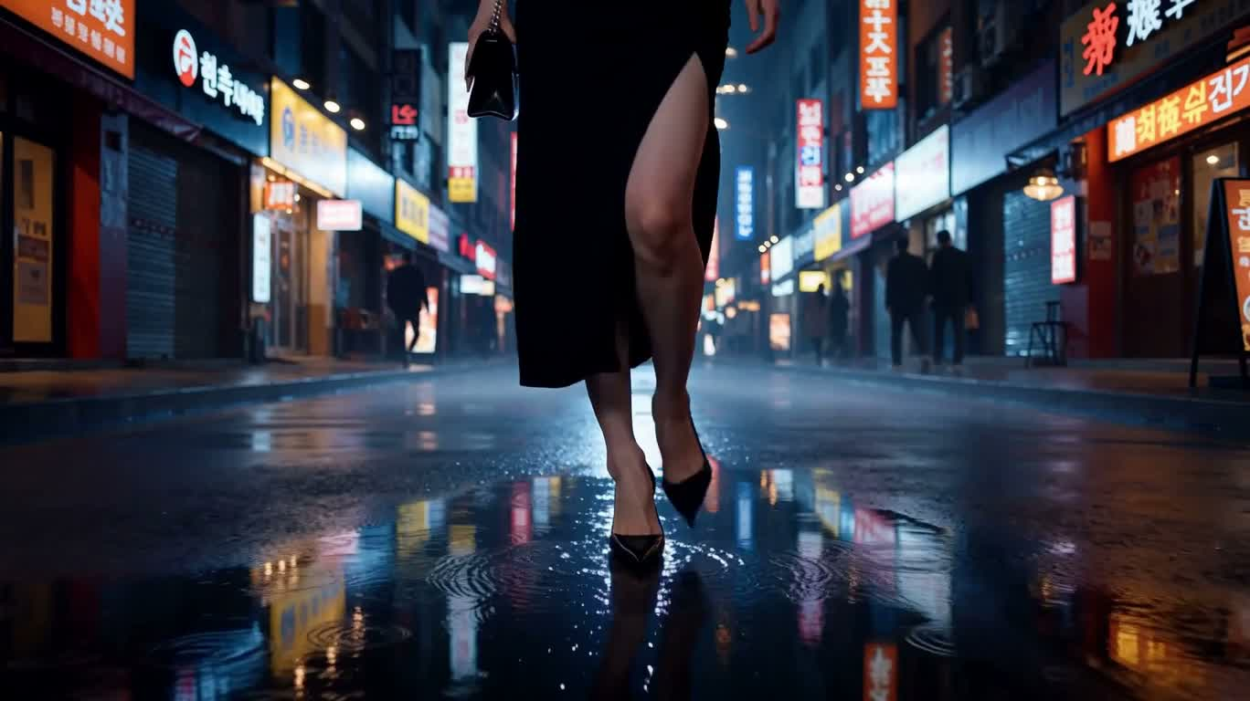 霓虹雨夜漫步 — AI video creation