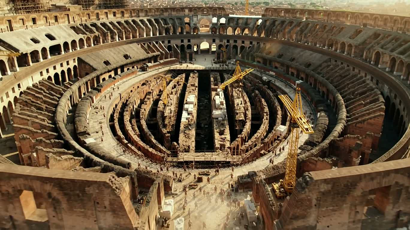 巨石崛起:罗马斗兽场的建成 — AI video creation