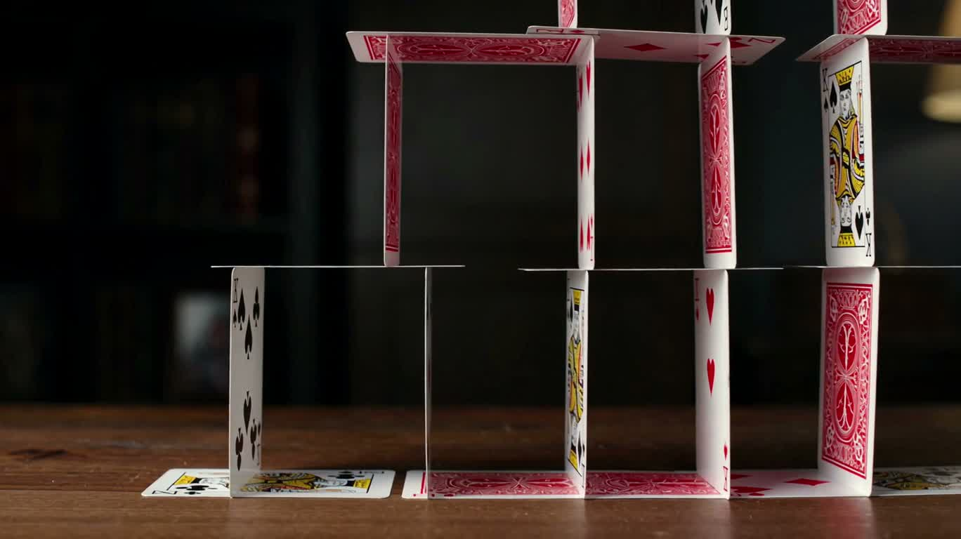 纸牌屋连锁坍塌 — AI video creation