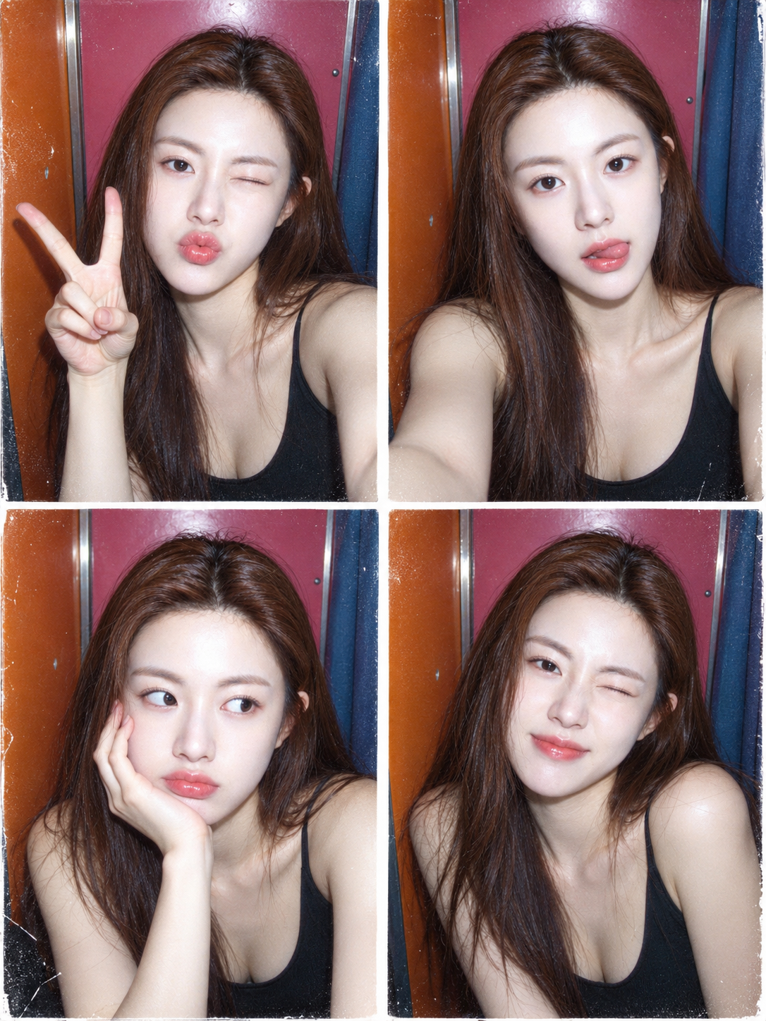 成年女性怀旧四格大头贴自拍