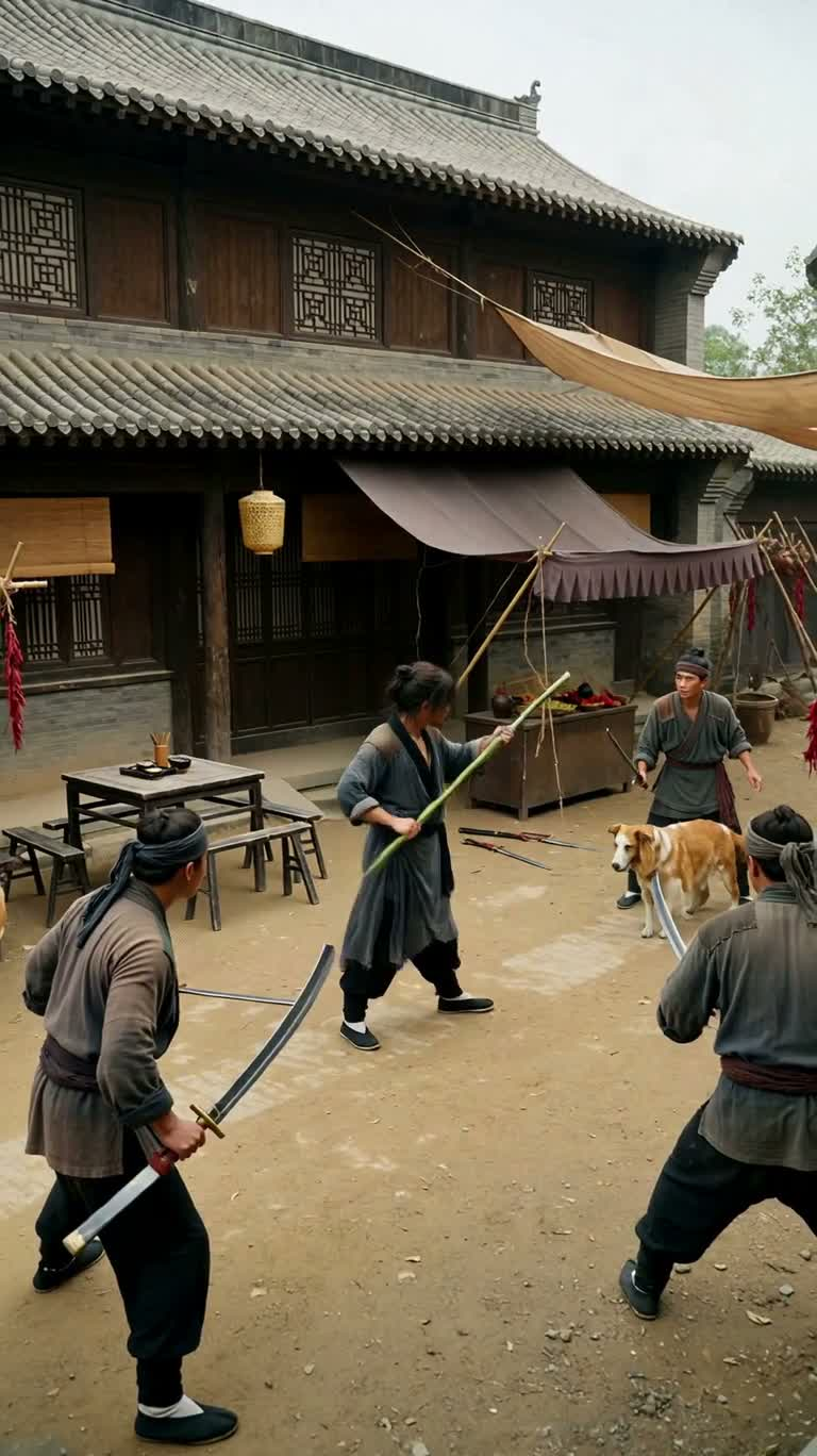竹影破阵:落魄高手街巷决战 — AI video creation