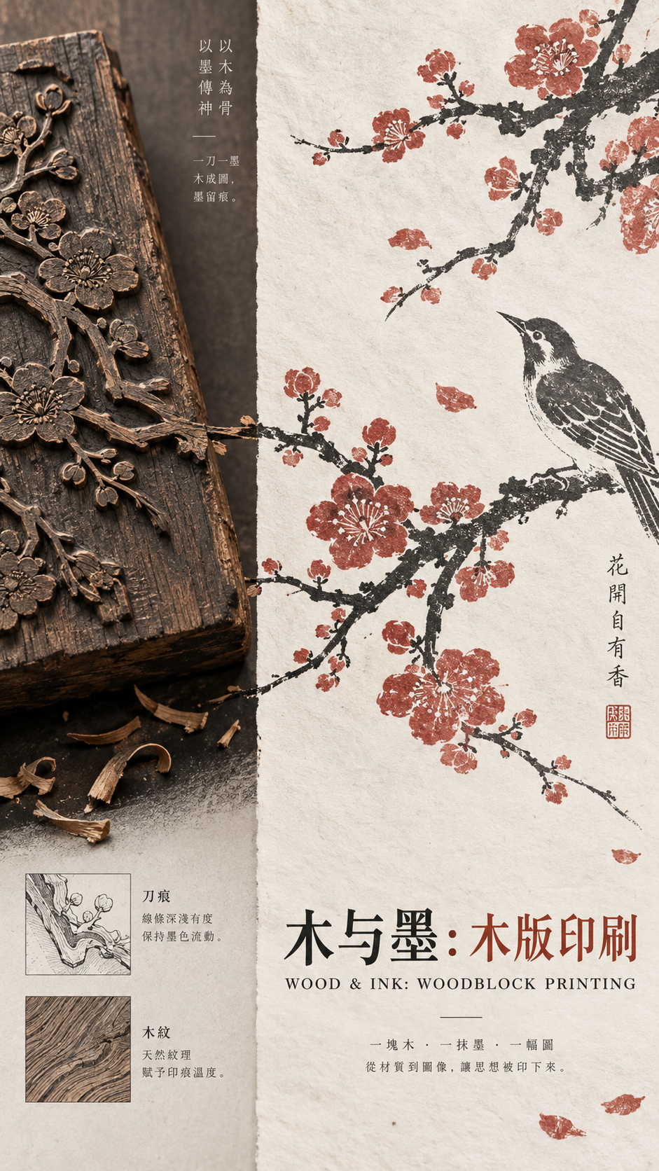 伝統的木版印刷展 非対称ツーパネルポスター