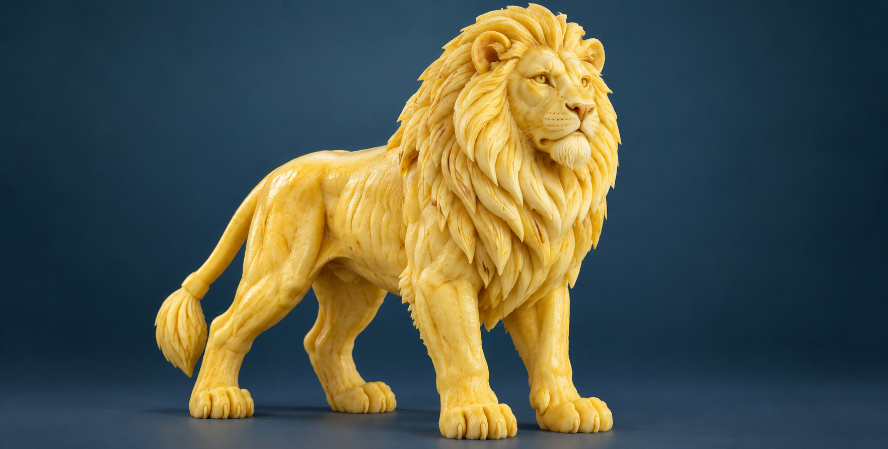 令人惊叹的超写实香蕉果肉雄狮雕塑