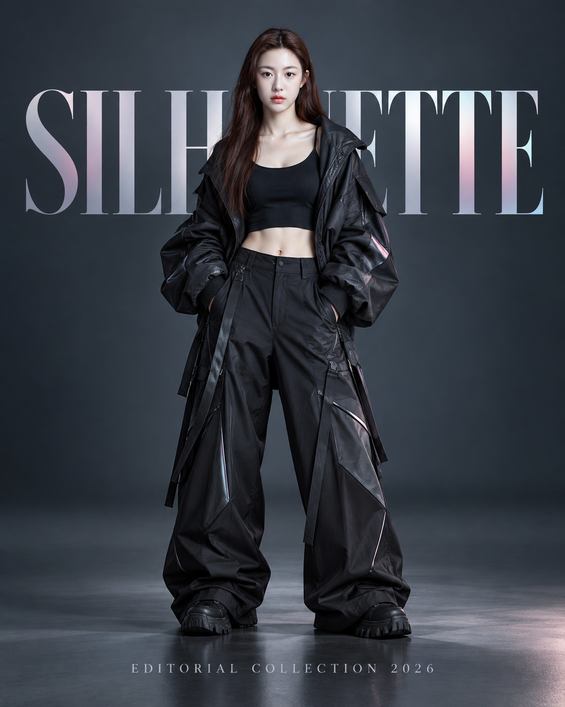 SILHOUETTE先锋街头时尚社论海报 — AI image creation