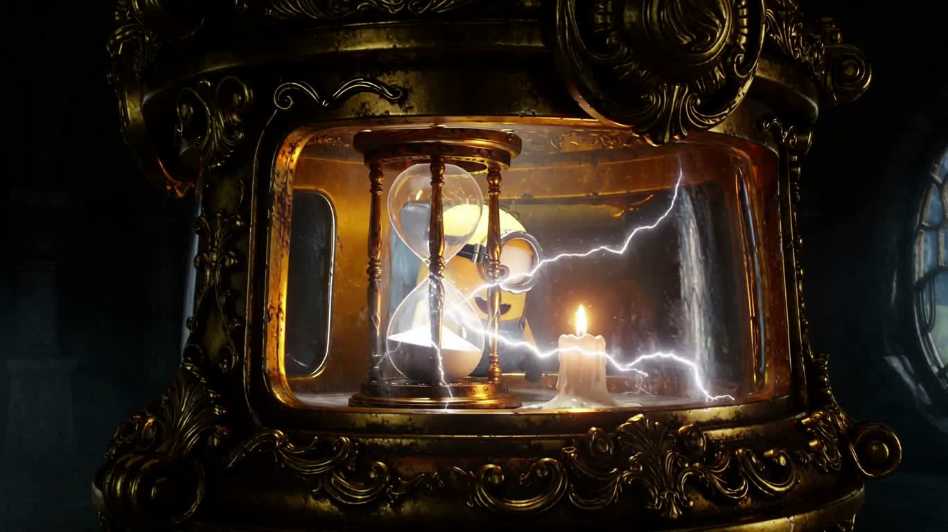 Miracle miniature dans un bocal en verre steampunk — AI video creation
