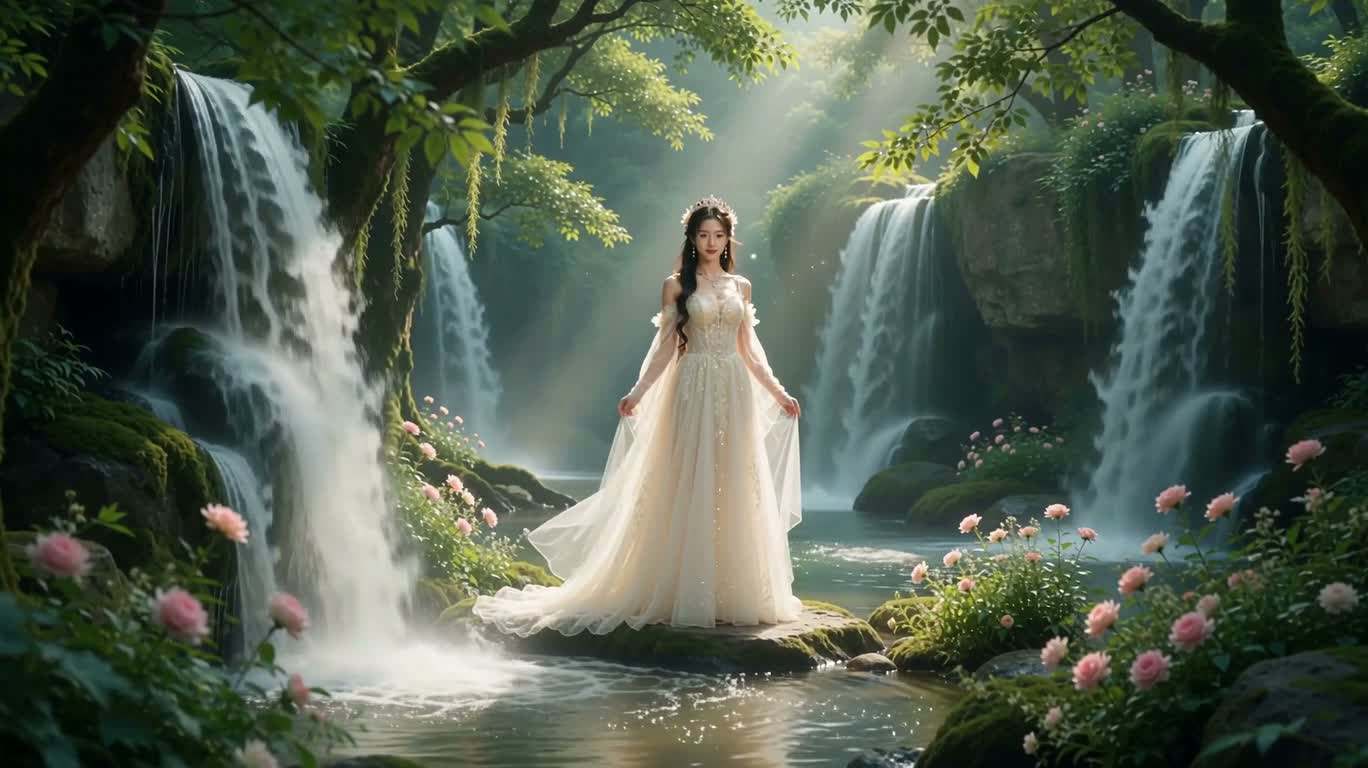 폭포 숲속의 판타지 공주