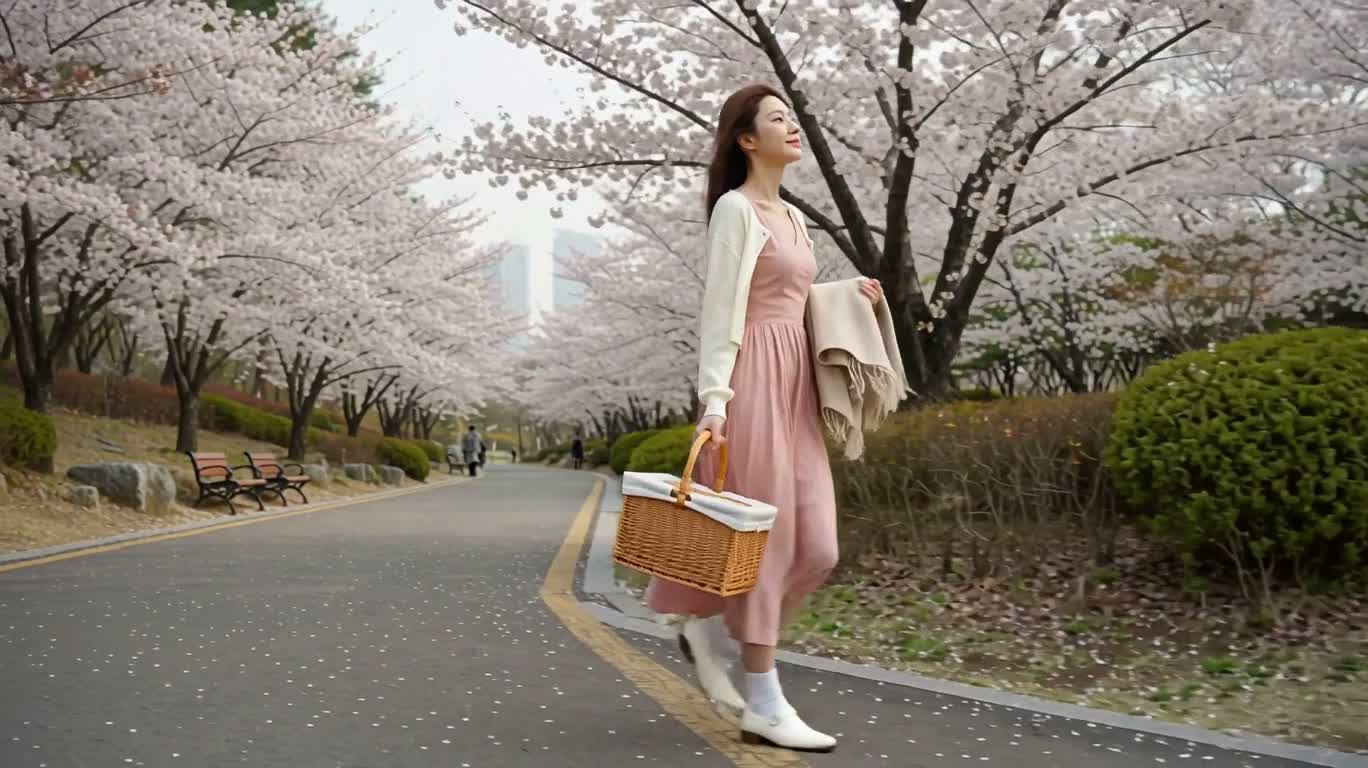 樱花树下的春日野餐 — AI video creation