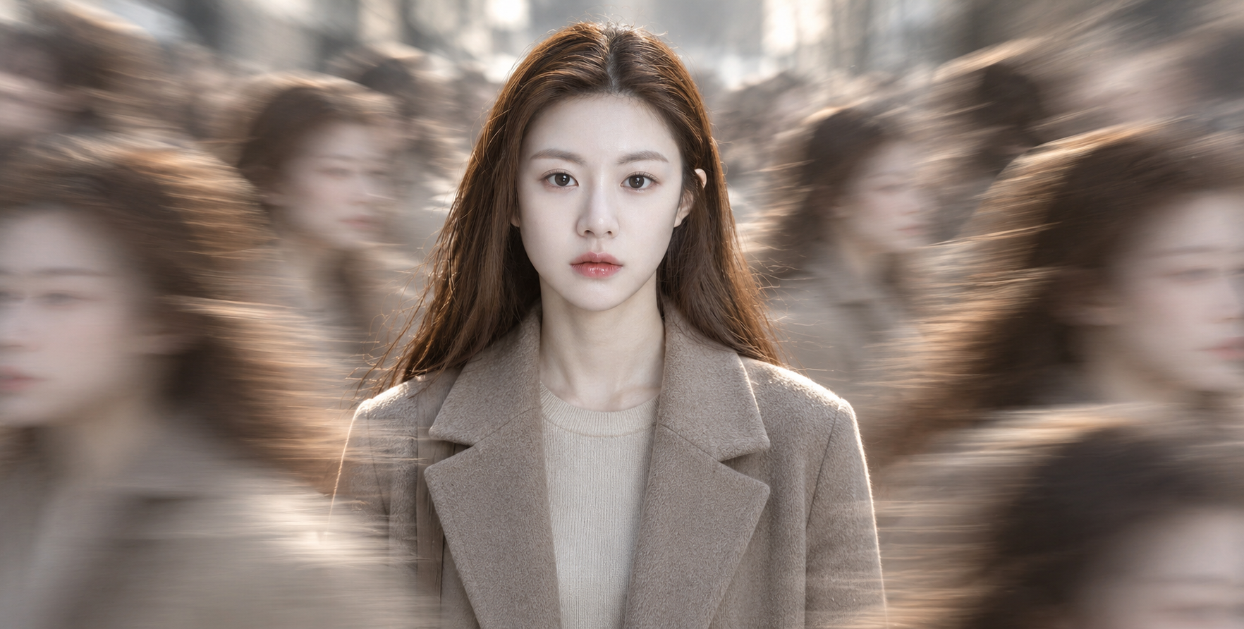 繁华人群中的孤独静止 — AI image creation