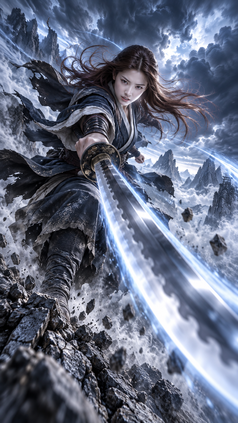 Blue-White Ridge Slash — AI image creation