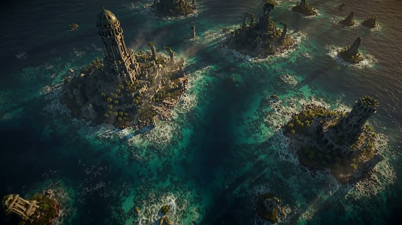 色彩の海に残る終末の遺跡 — AI video creation