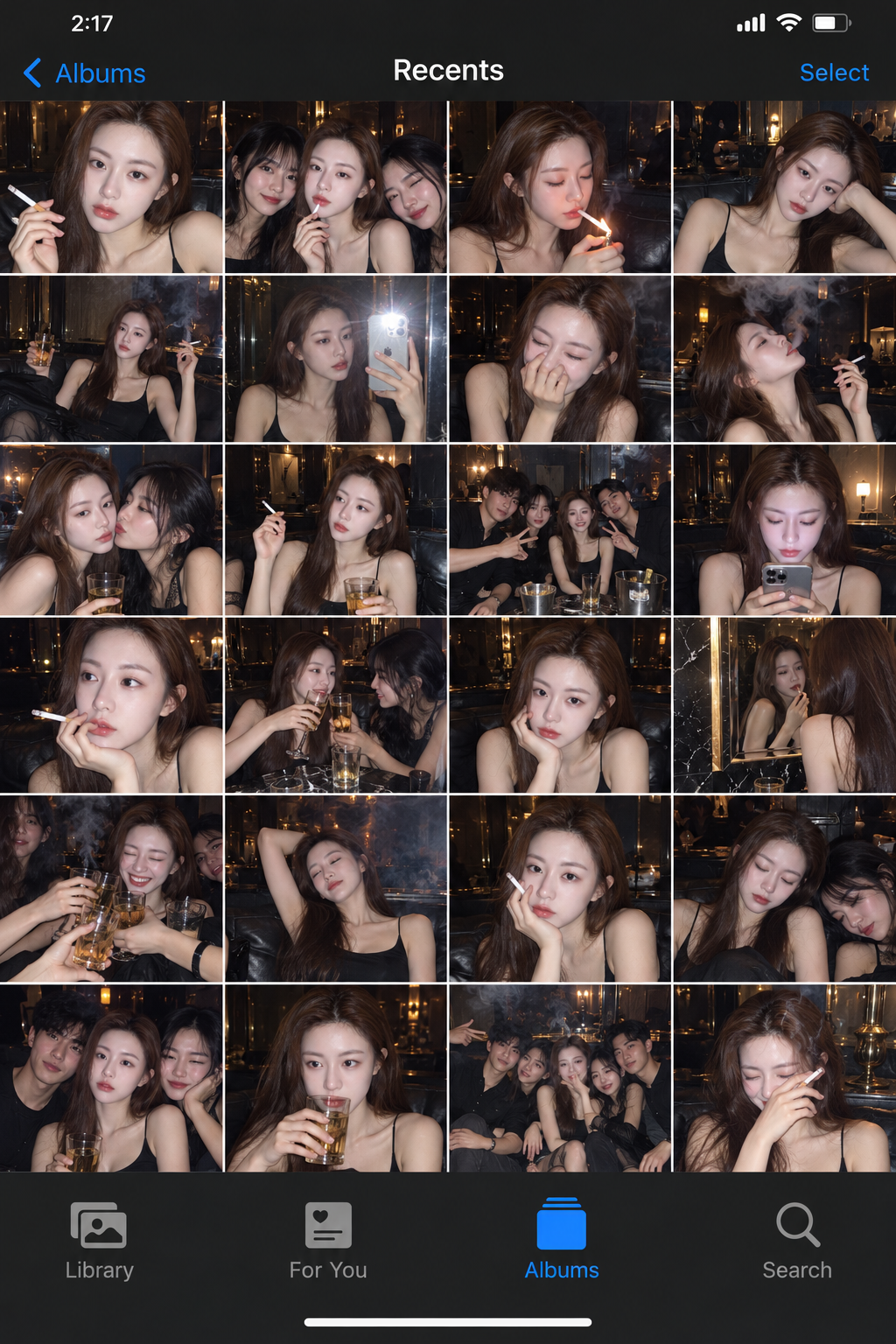 写实iPhone夜生活相册网格 — AI image creation